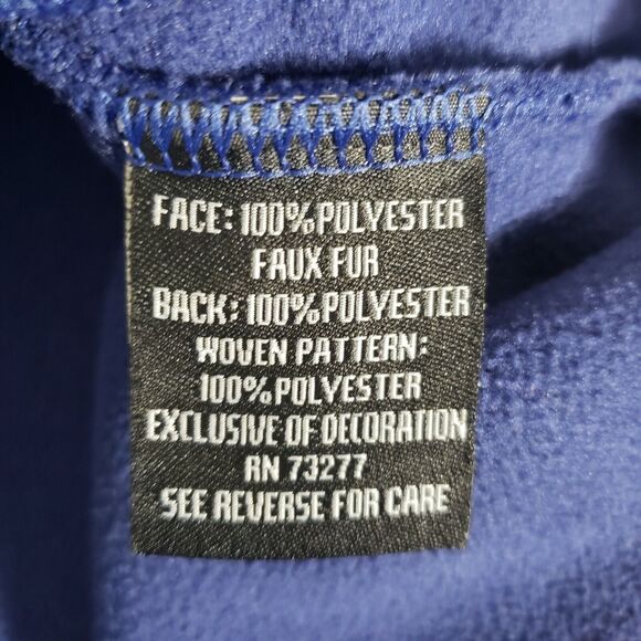 Fila Sport Women Medium Athletic Jacket Blue Black Fleece Faux Fur FullZip Woven - Picture 10 of 11